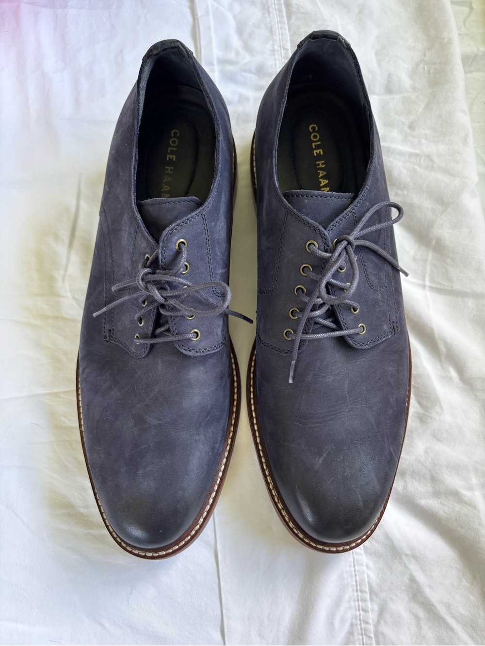 Men's Cole Haan Plain Toe Oxford Shoes Color Midnight Moon Size 12 M Made USA - Picture 2 of 5